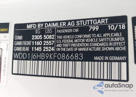 2019 Mercedes-Benz E 450 из США, поврежденный, VIN WDD1J6HB9KF086683